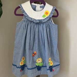 Blue and White Gingham Kids Casual Dress